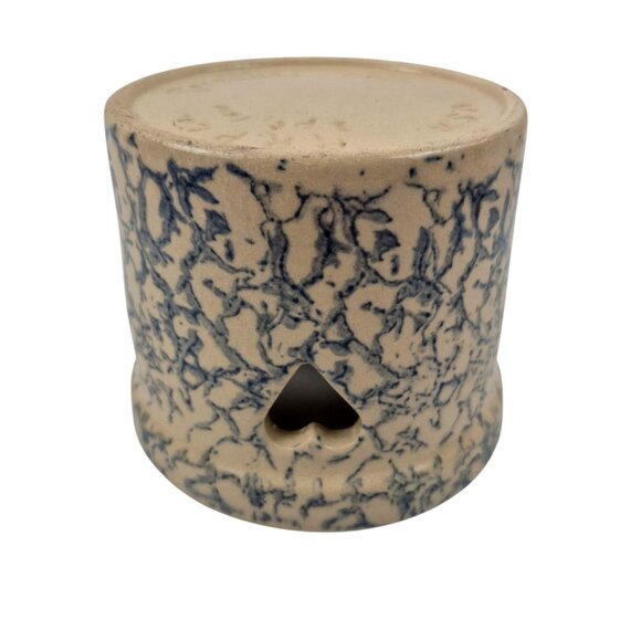 Vintage Open Potpourri Robinson Ransbottom Spongeware Blue Heart Cutout - Picture 10 of 10